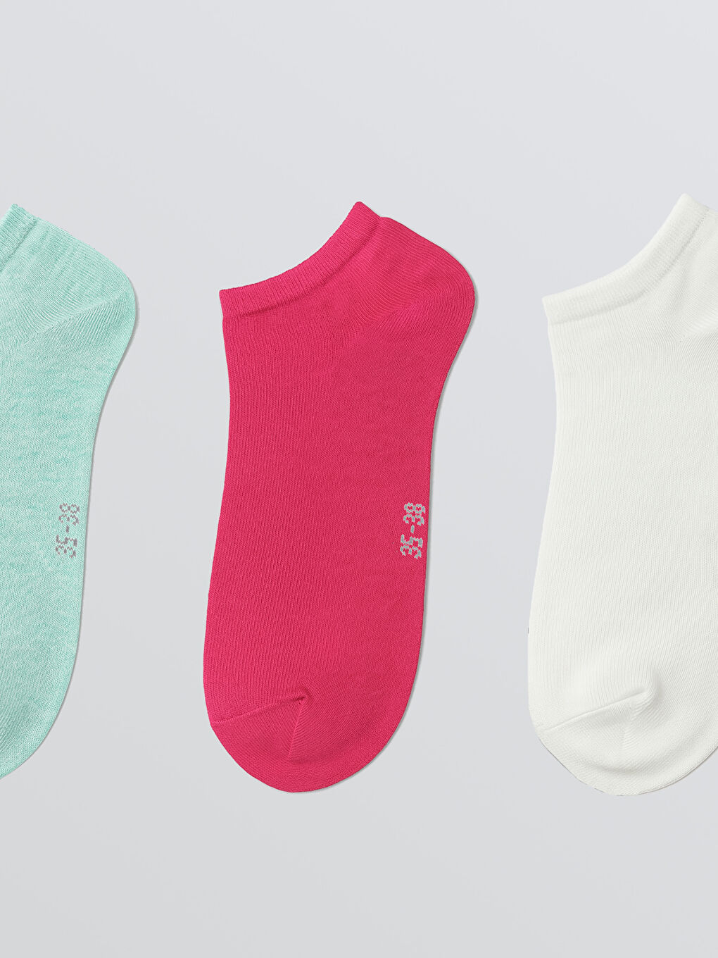 Fuşya Basic Kız Çocuk Patik Çorap 3'lü-1