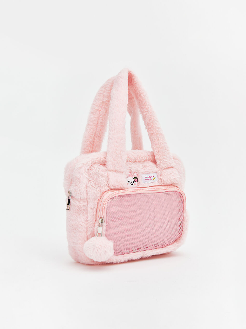 Pembe Kız Çocuk Pelüş  Kol Çantası-1