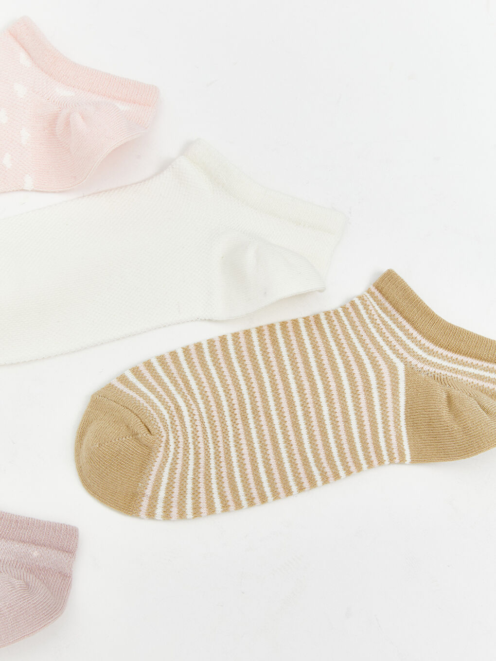 Pembe Desenli Kadın Patik Çorap 5'li-1