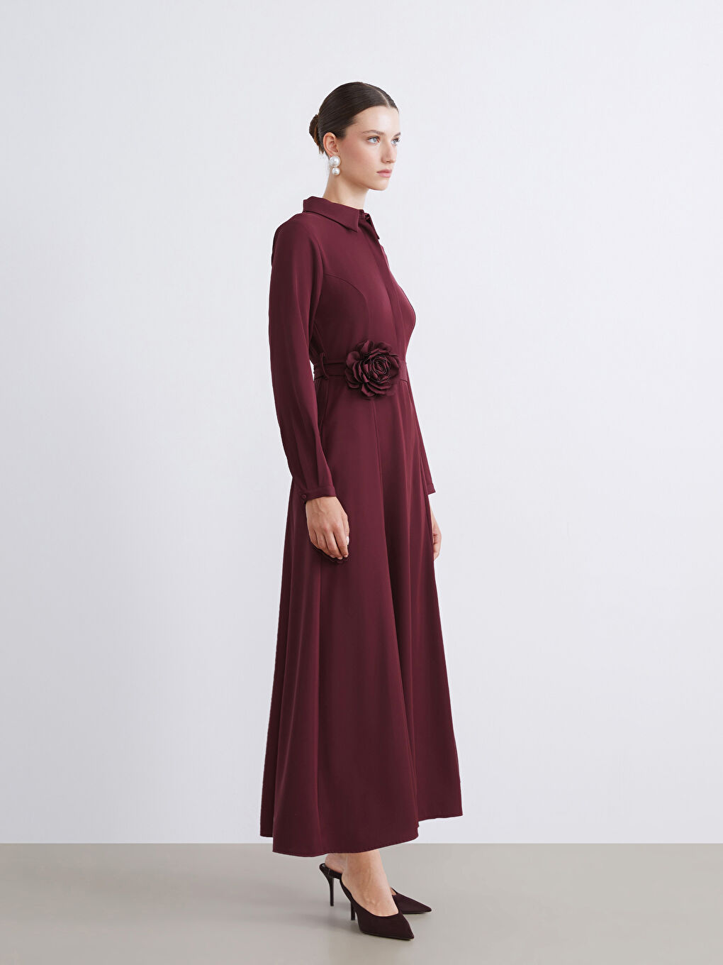 Belted Crepe Shirt Dress-3