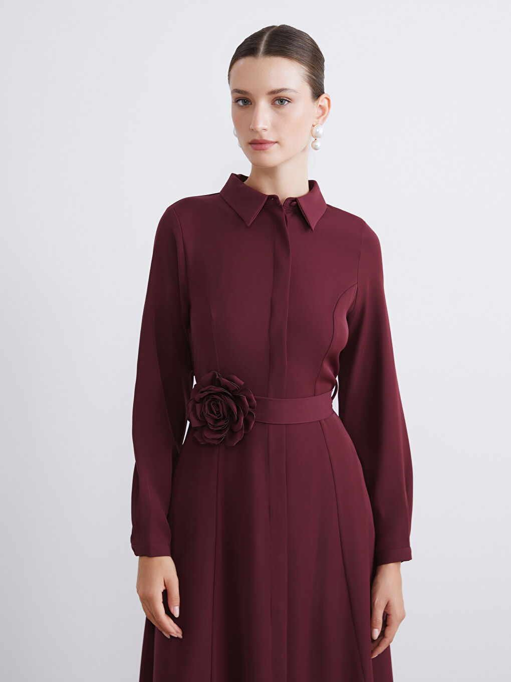 Belted Crepe Shirt Dress-4