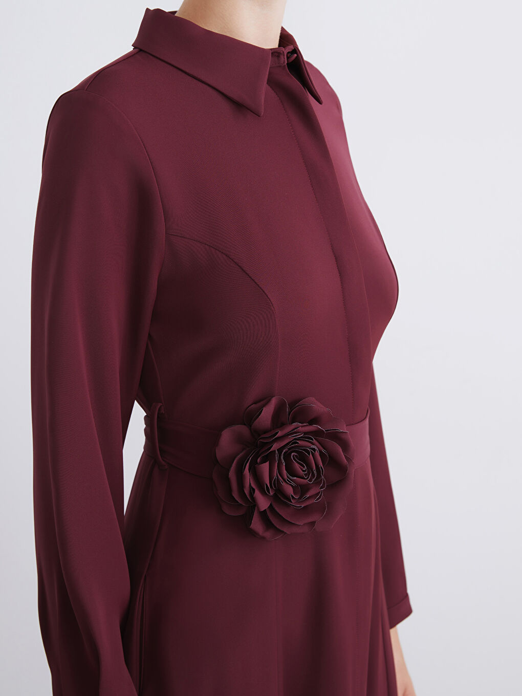 Belted Crepe Shirt Dress-5