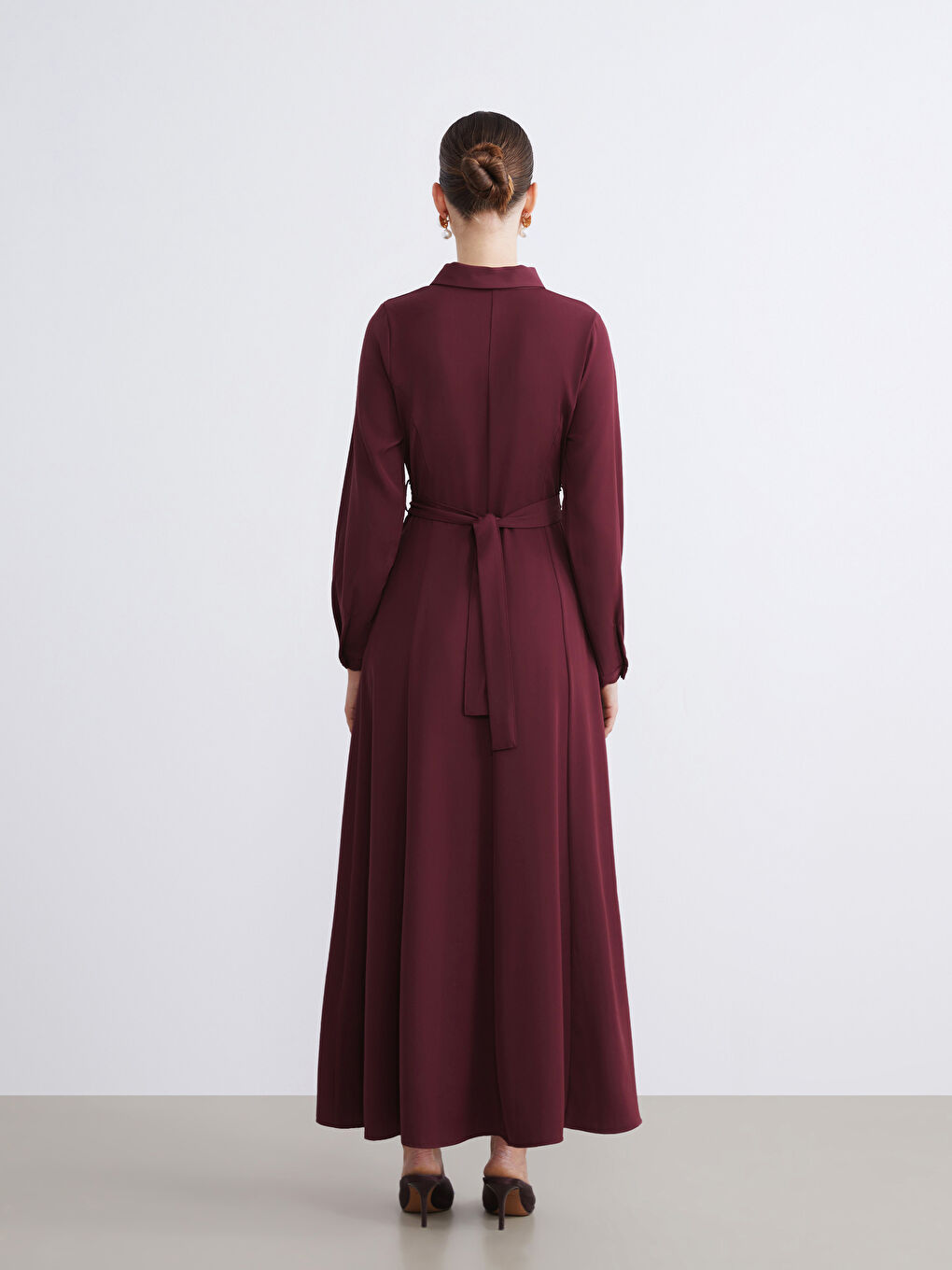 Belted Crepe Shirt Dress-6