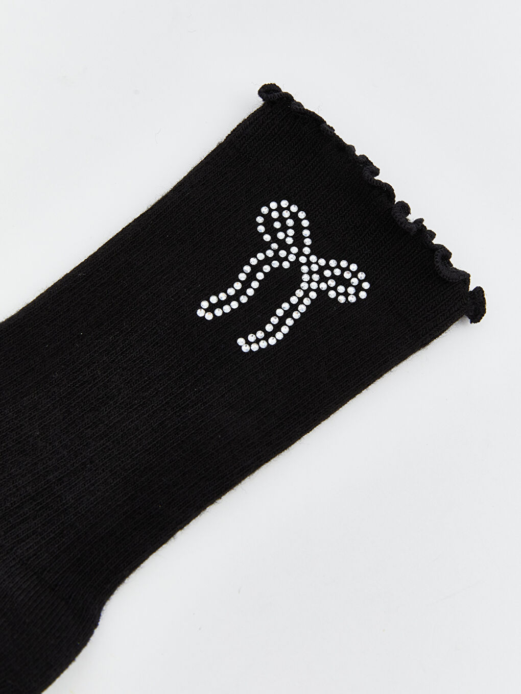 Siyah Taşlı Kadın Soket Çorap-1
