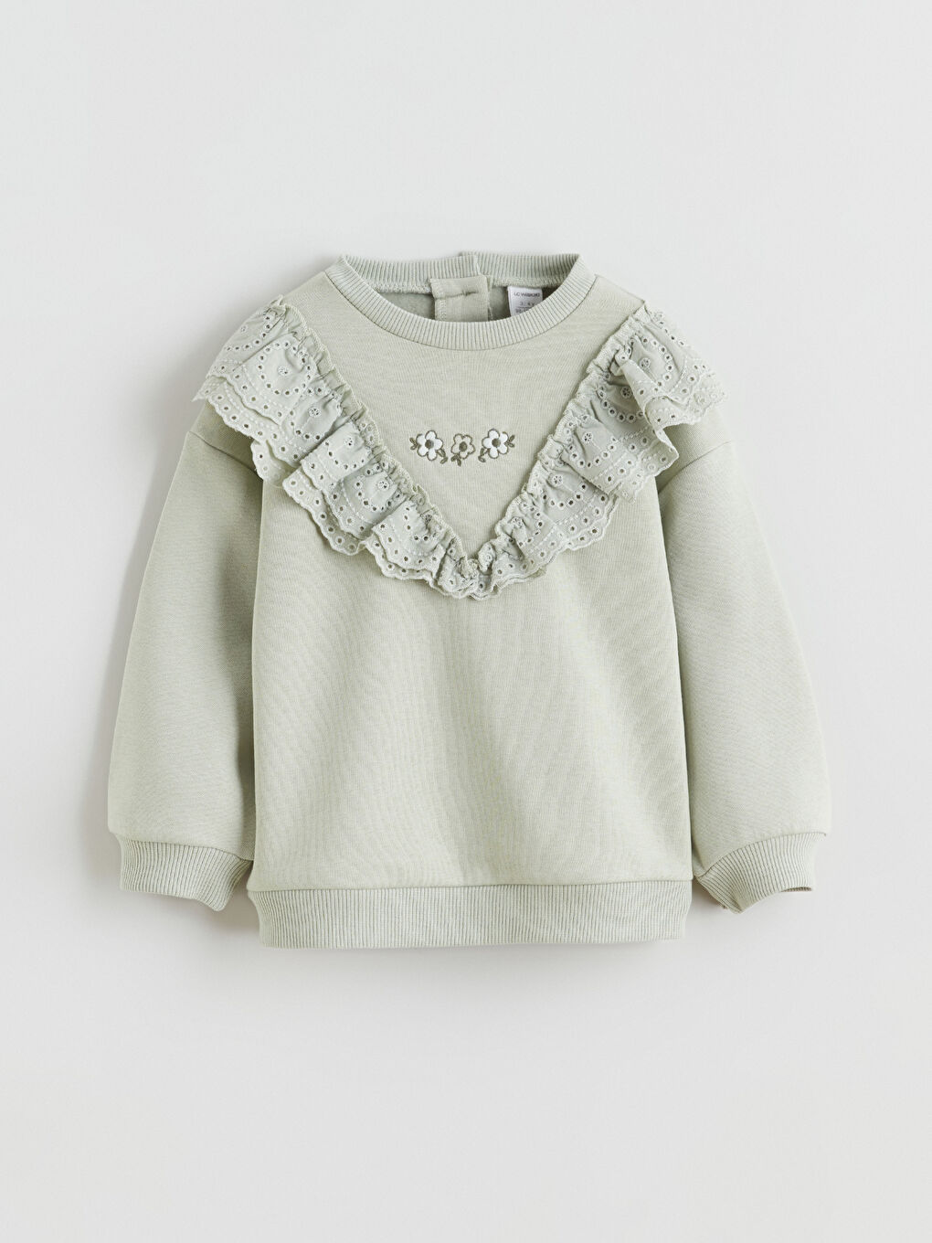 Yeşil Bisiklet Yaka Uzun Kollu Kız Çocuk Sweatshirt