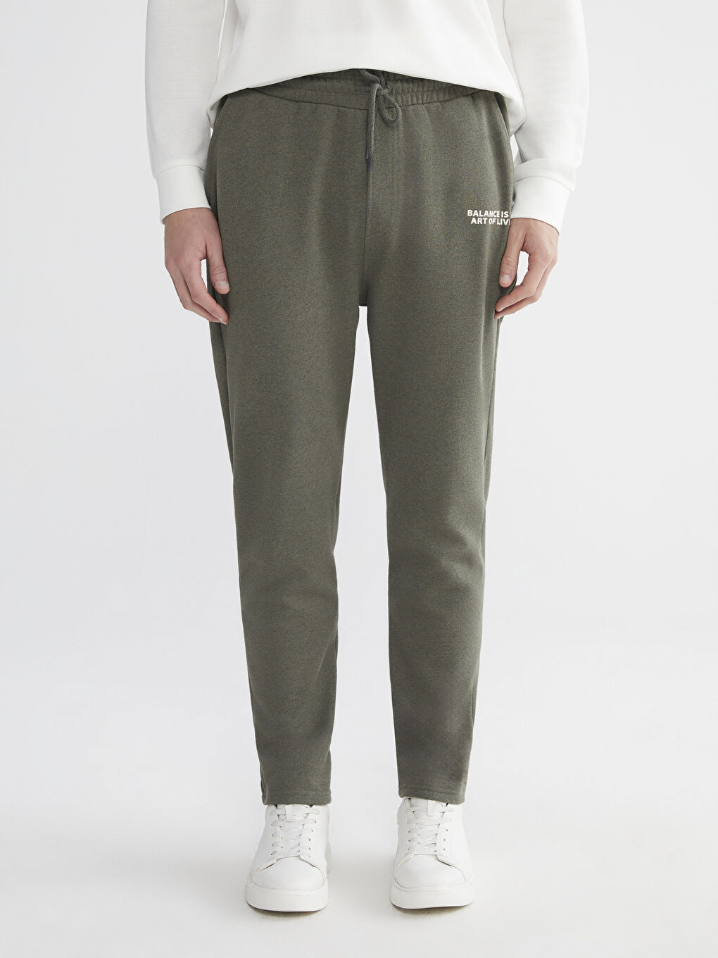 Haki Standart Kalıp Erkek Kalın Eşofman Altı-1