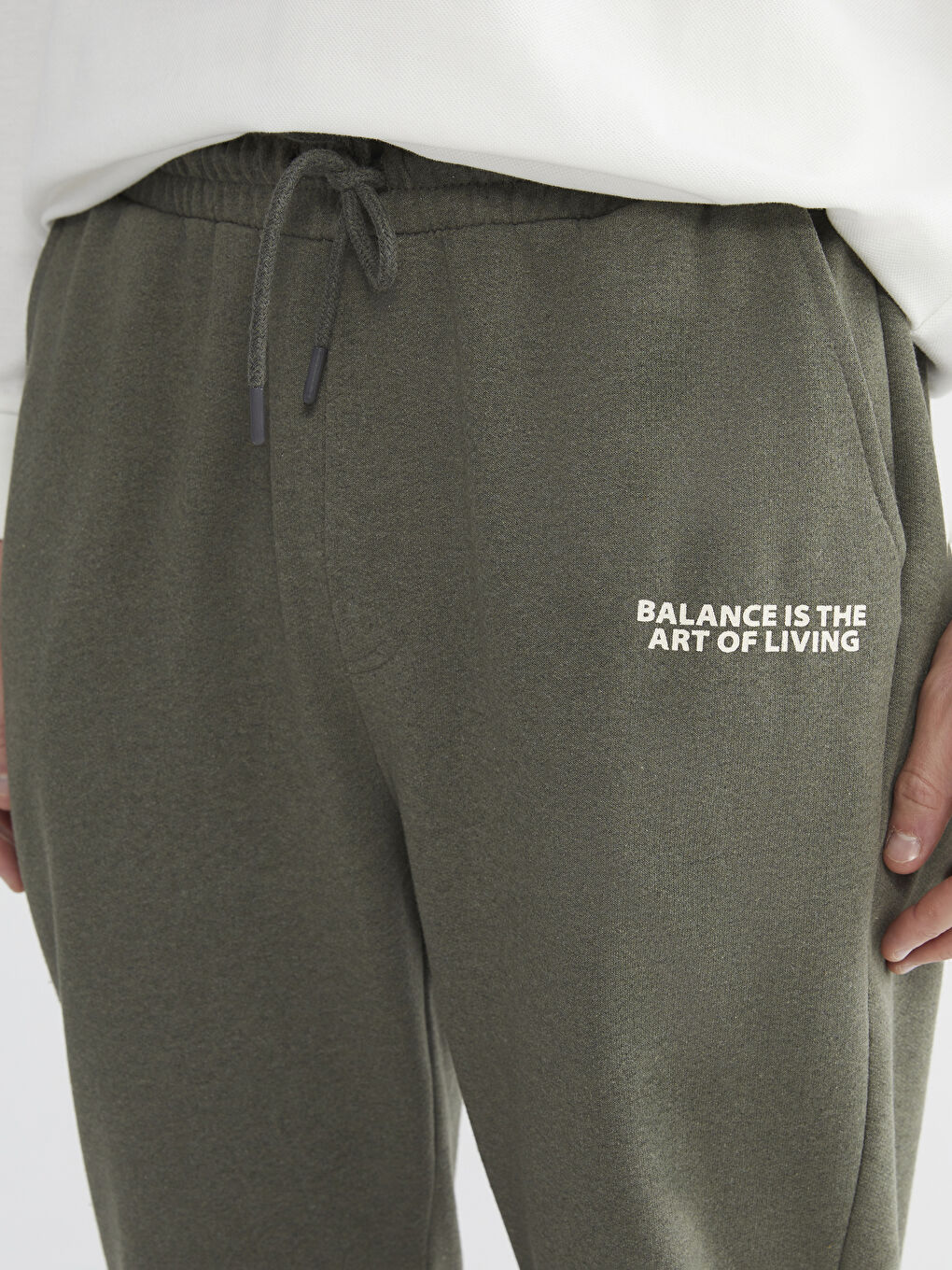 Haki Standart Kalıp Erkek Kalın Eşofman Altı-2