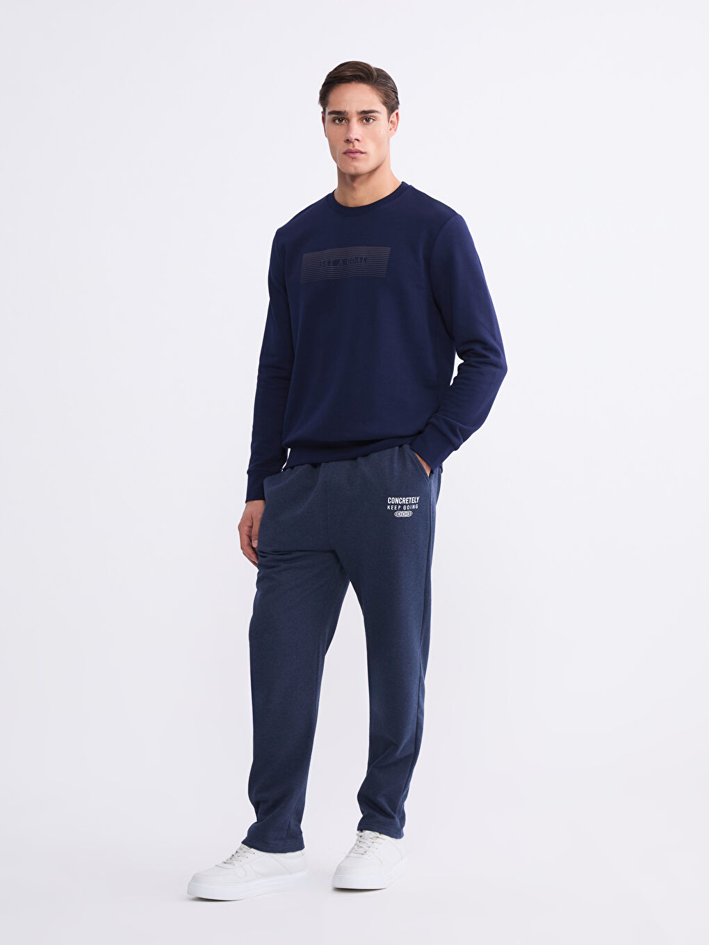 Mavi Standart Kalıp Erkek Kalın Eşofman Altı