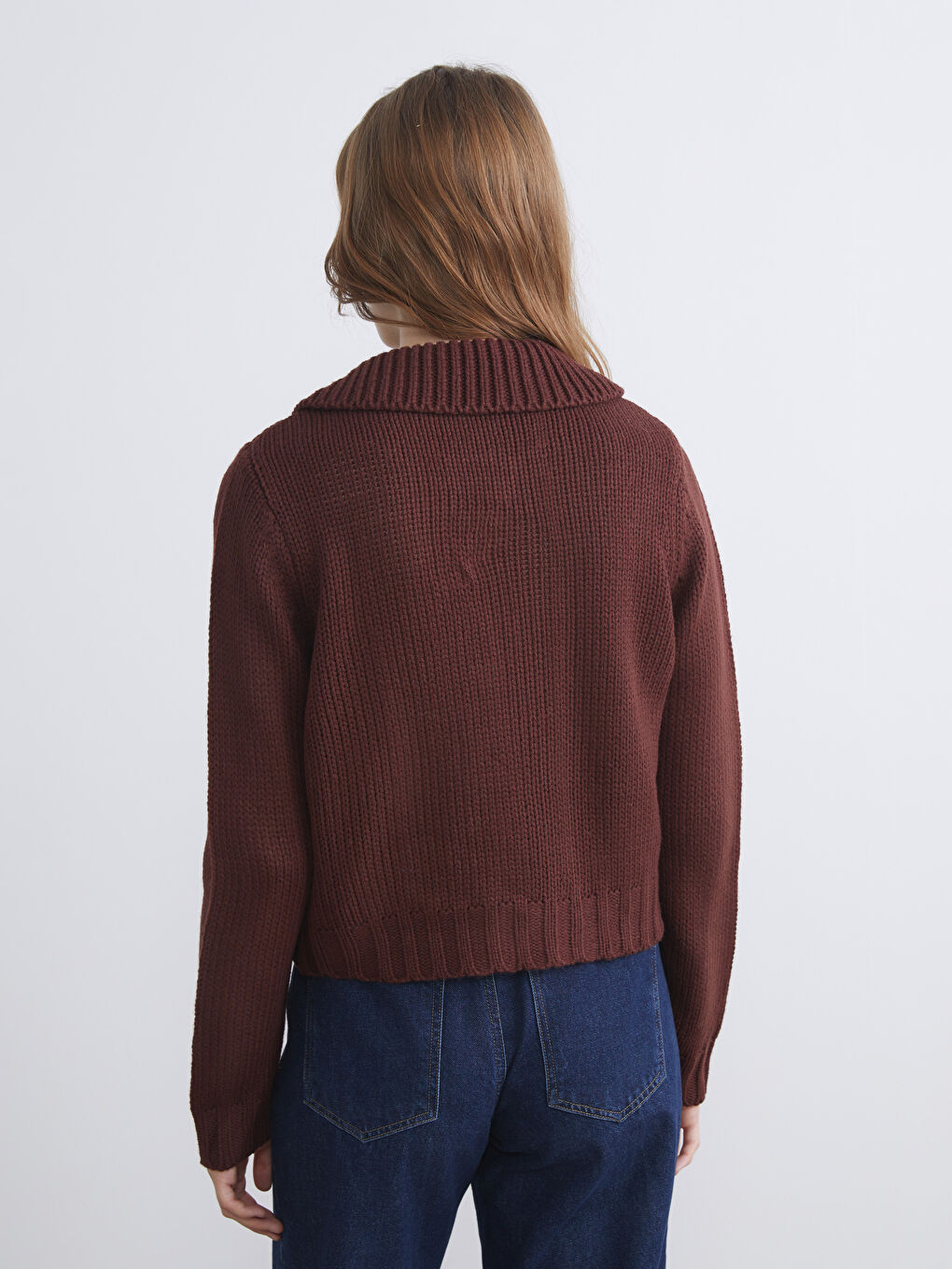 Polo Neck Women's Knitwear Cardigan-3
