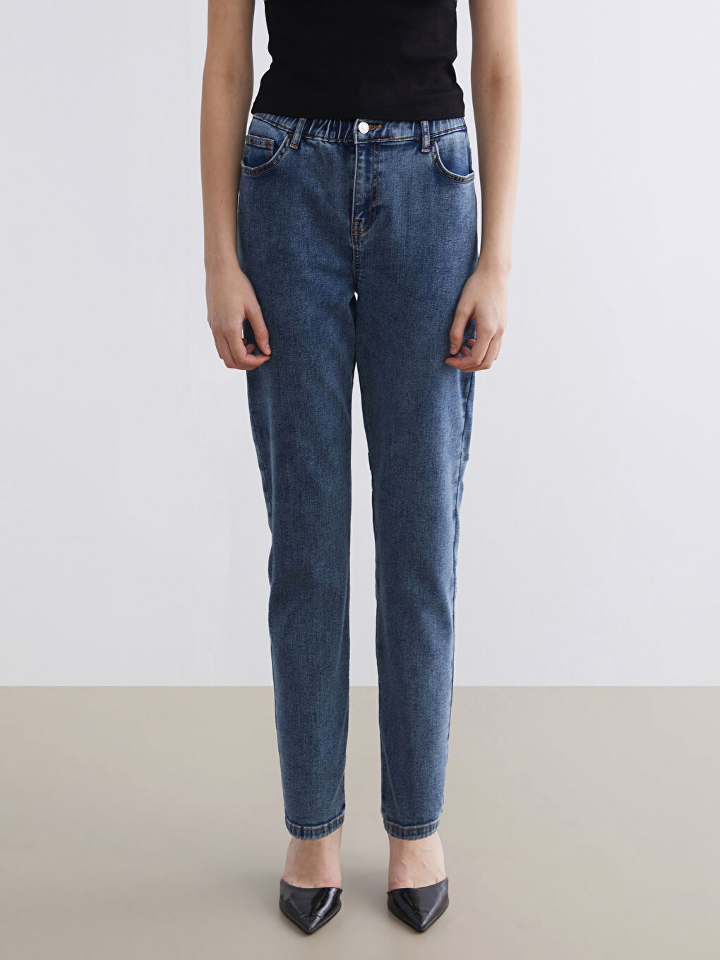 جینزی کەمەر لاستیکی کیسەی کاغەزی بۆ ژنان-1