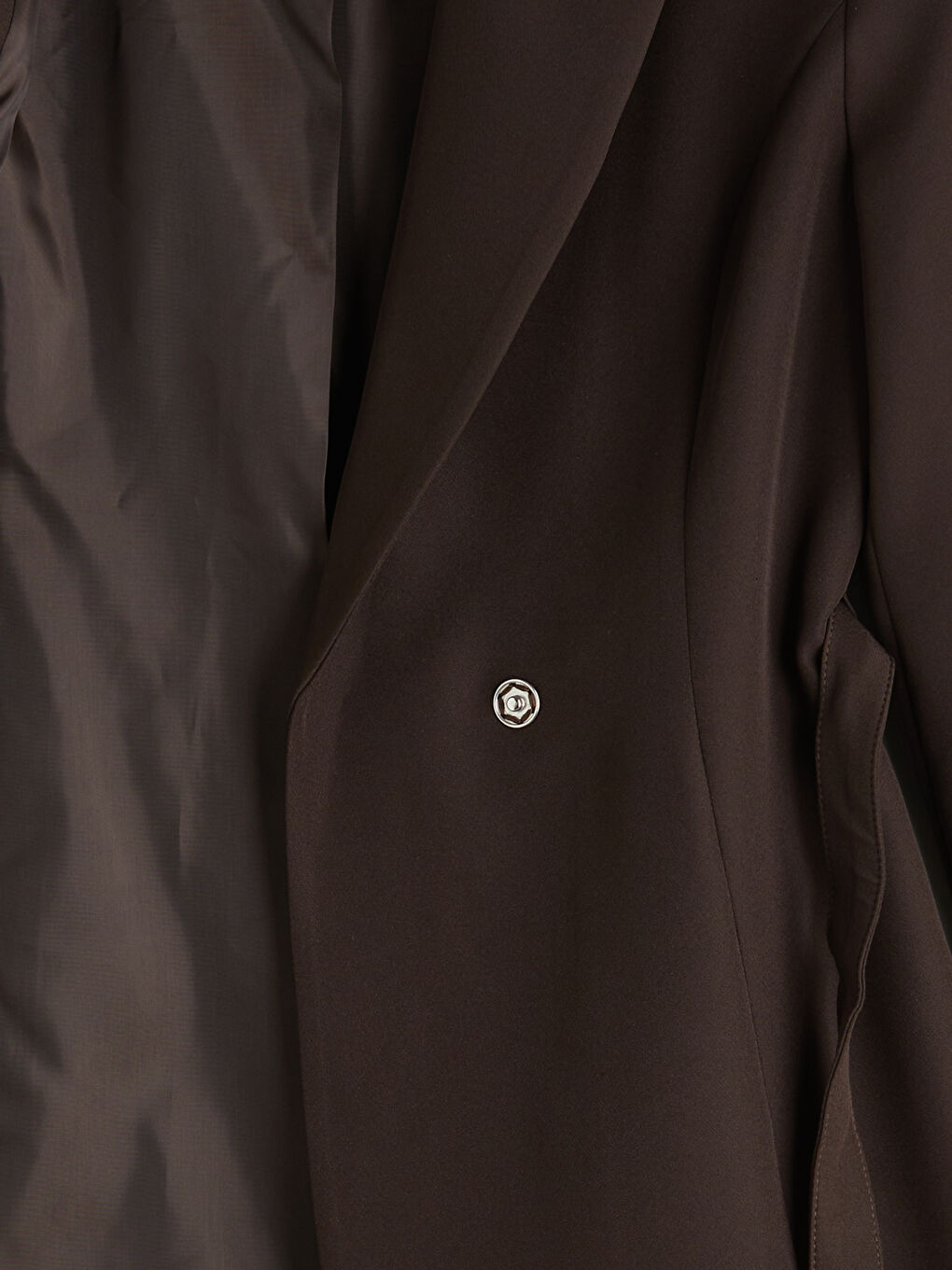 Kahverengi Beli Kemerli Kadın Blazer Ceket-5