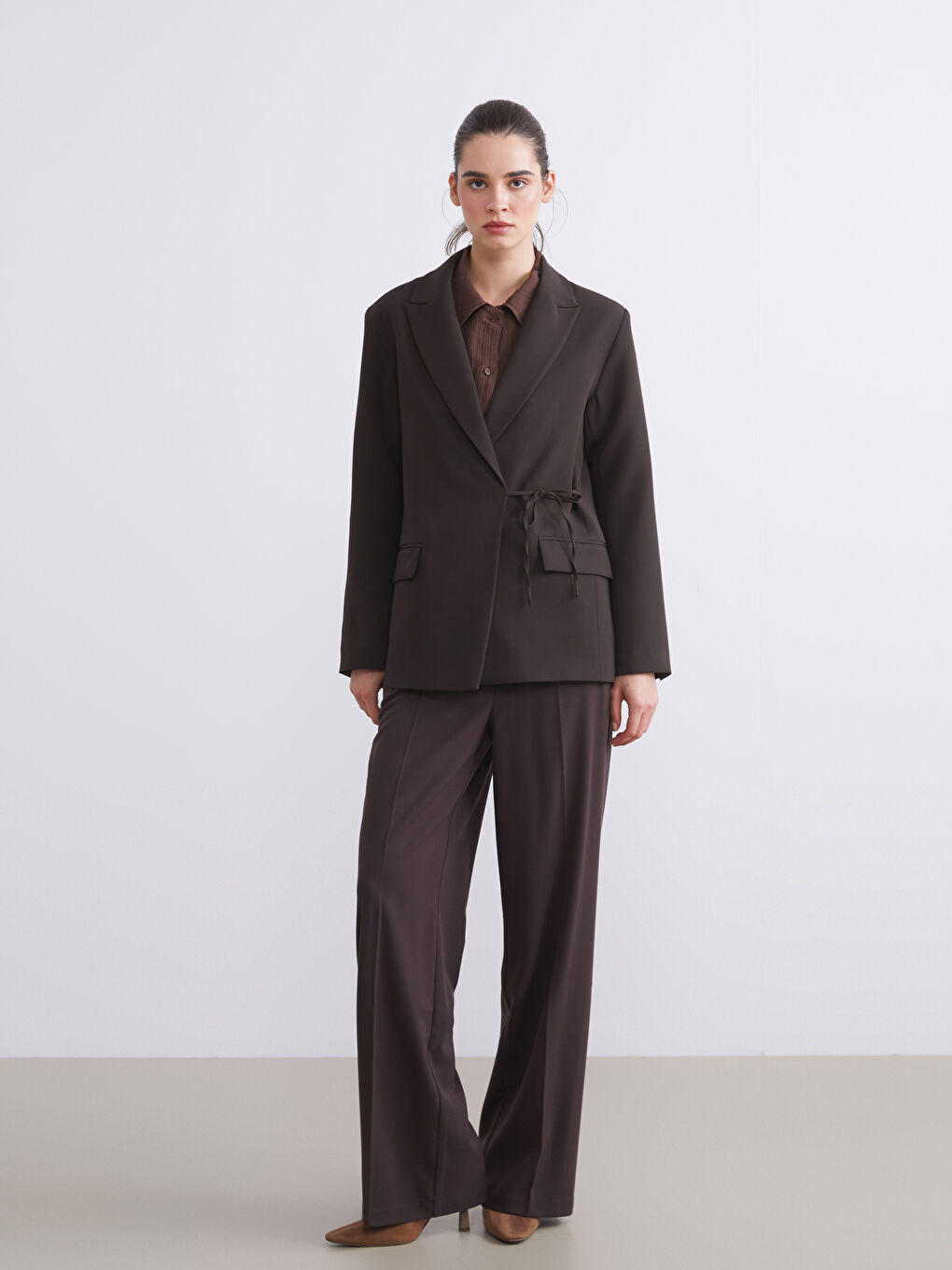 Woman BROWN Blazer Jacket-1
