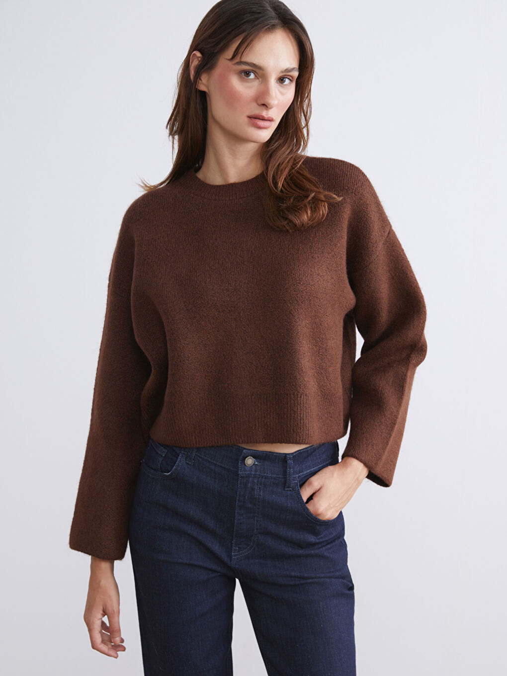 Crew Neck Women's Knitwear Sweater