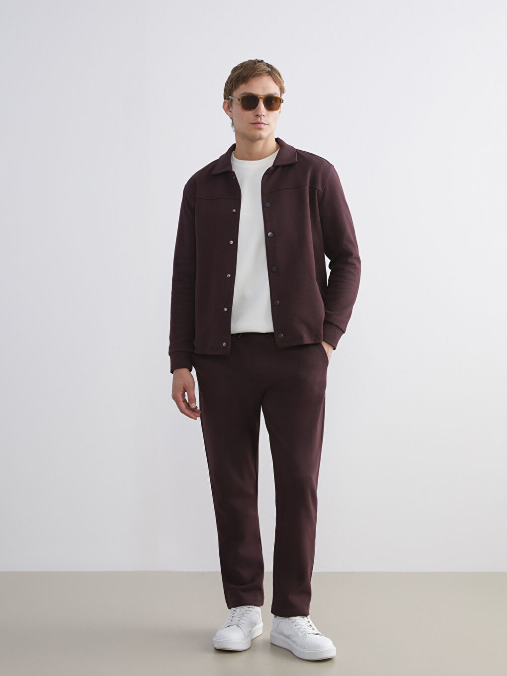 Mürdüm Rahat Kalıp Uzun Kollu Erkek Gömlek Ceket-1