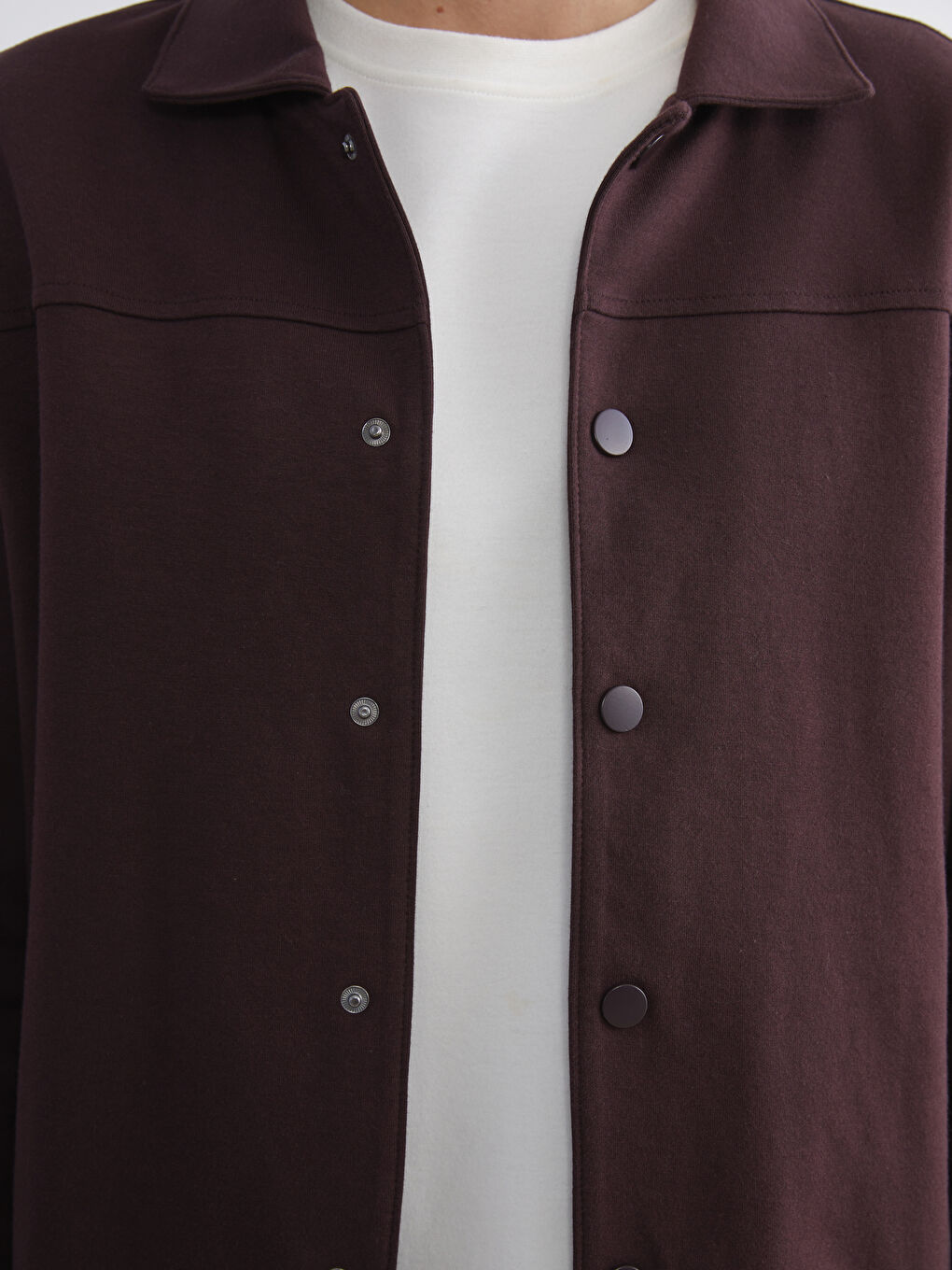 Mürdüm Rahat Kalıp Uzun Kollu Erkek Gömlek Ceket-2