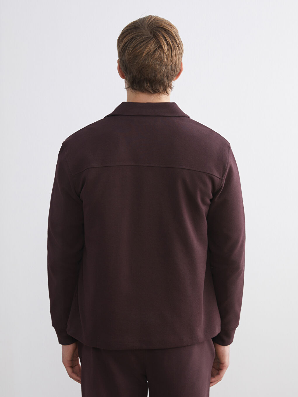 Mürdüm Rahat Kalıp Uzun Kollu Erkek Gömlek Ceket-3