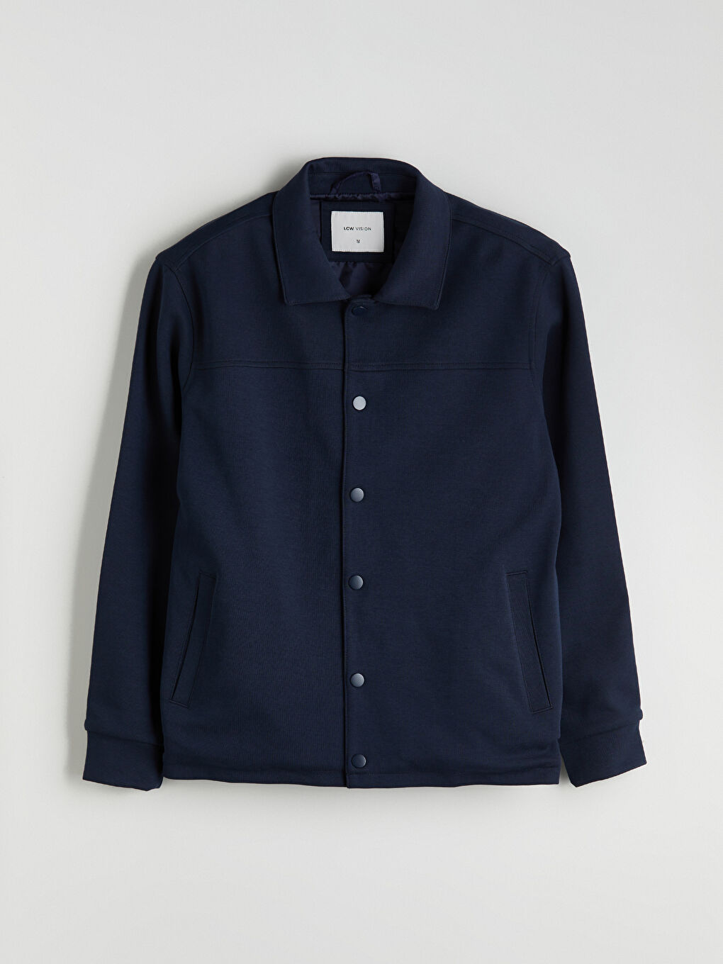 Lacivert Rahat Kalıp Uzun Kollu Erkek Gömlek Ceket-5