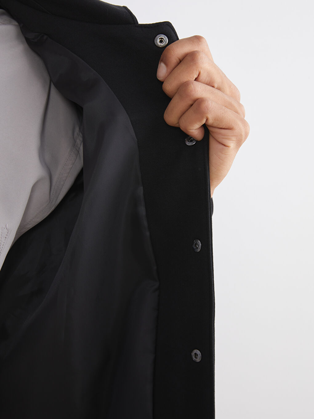 Siyah Rahat Kalıp Uzun Kollu Erkek Gömlek Ceket-3