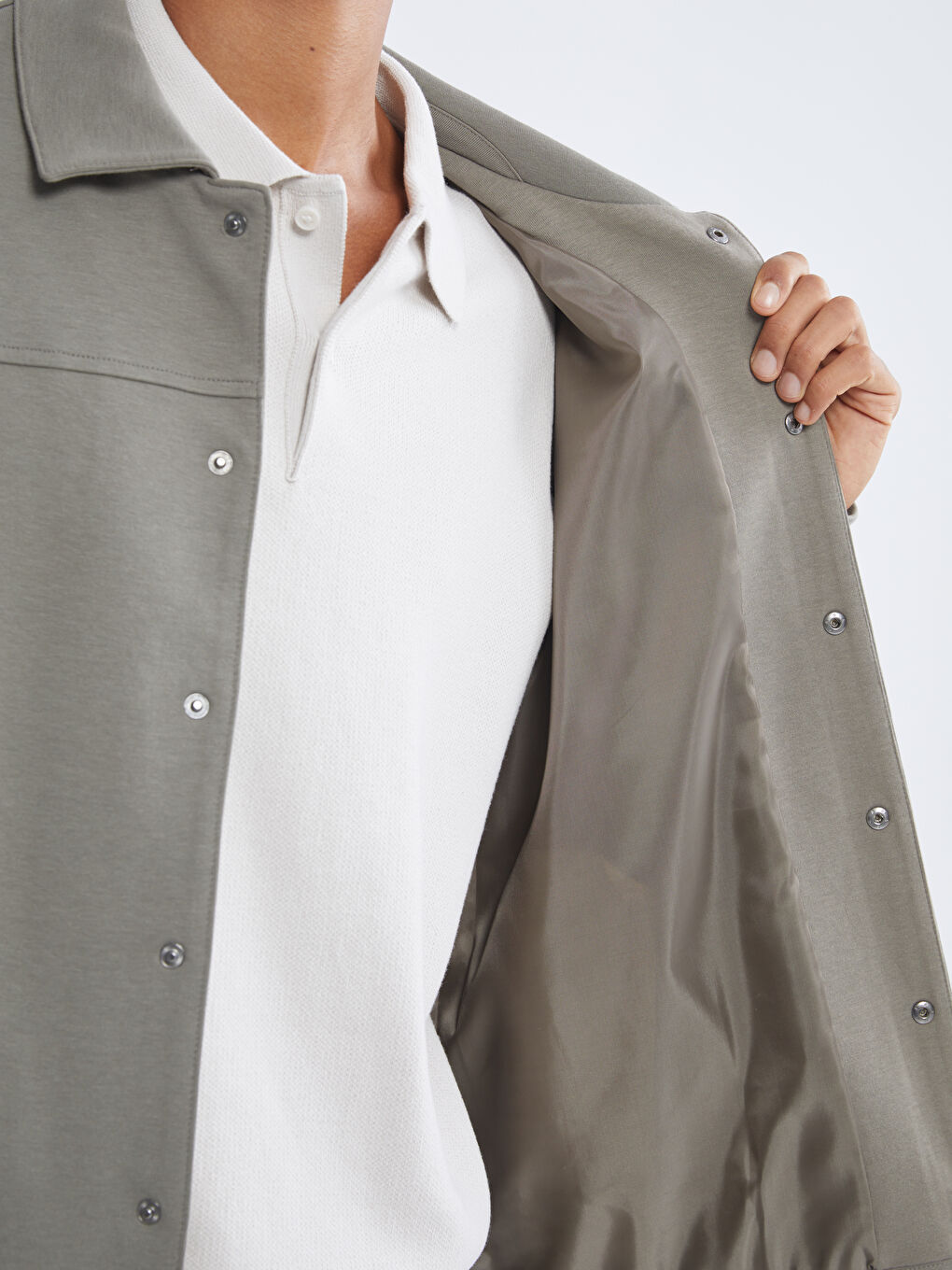 Yeşil Rahat Kalıp Uzun Kollu Erkek Gömlek Ceket-2