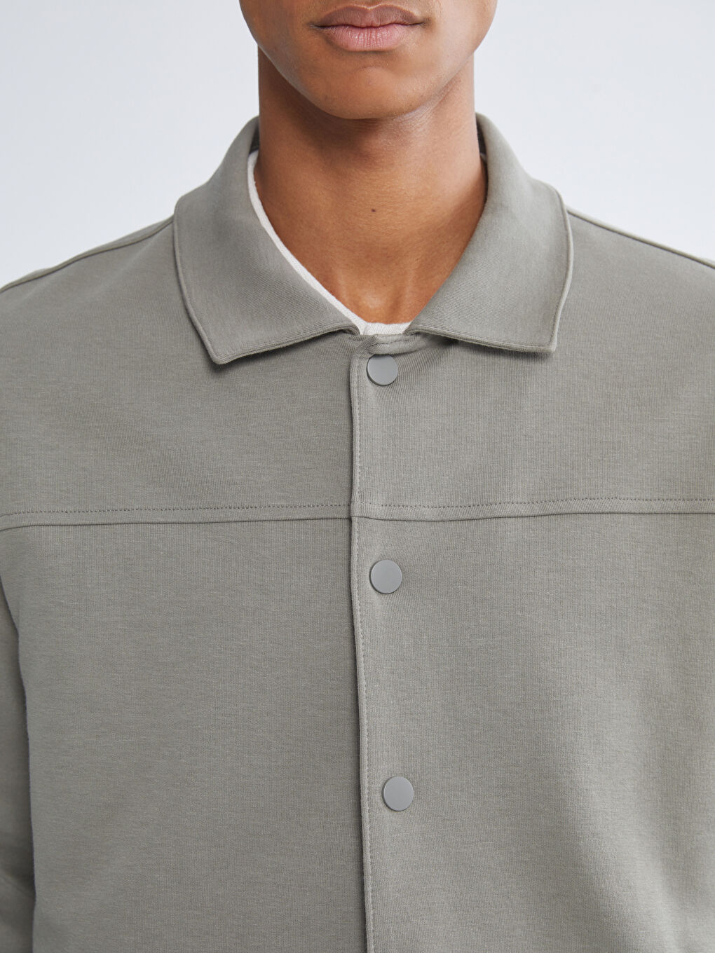 Yeşil Rahat Kalıp Uzun Kollu Erkek Gömlek Ceket-3