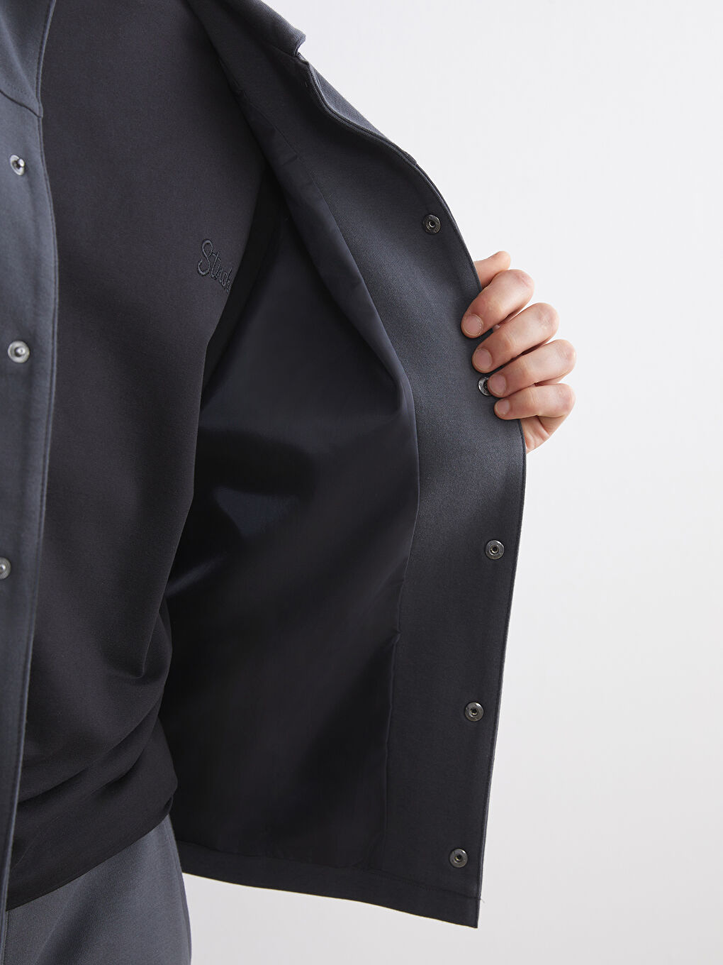 Риза яке с дълъг ръкав и свободна кройка за мъже-3