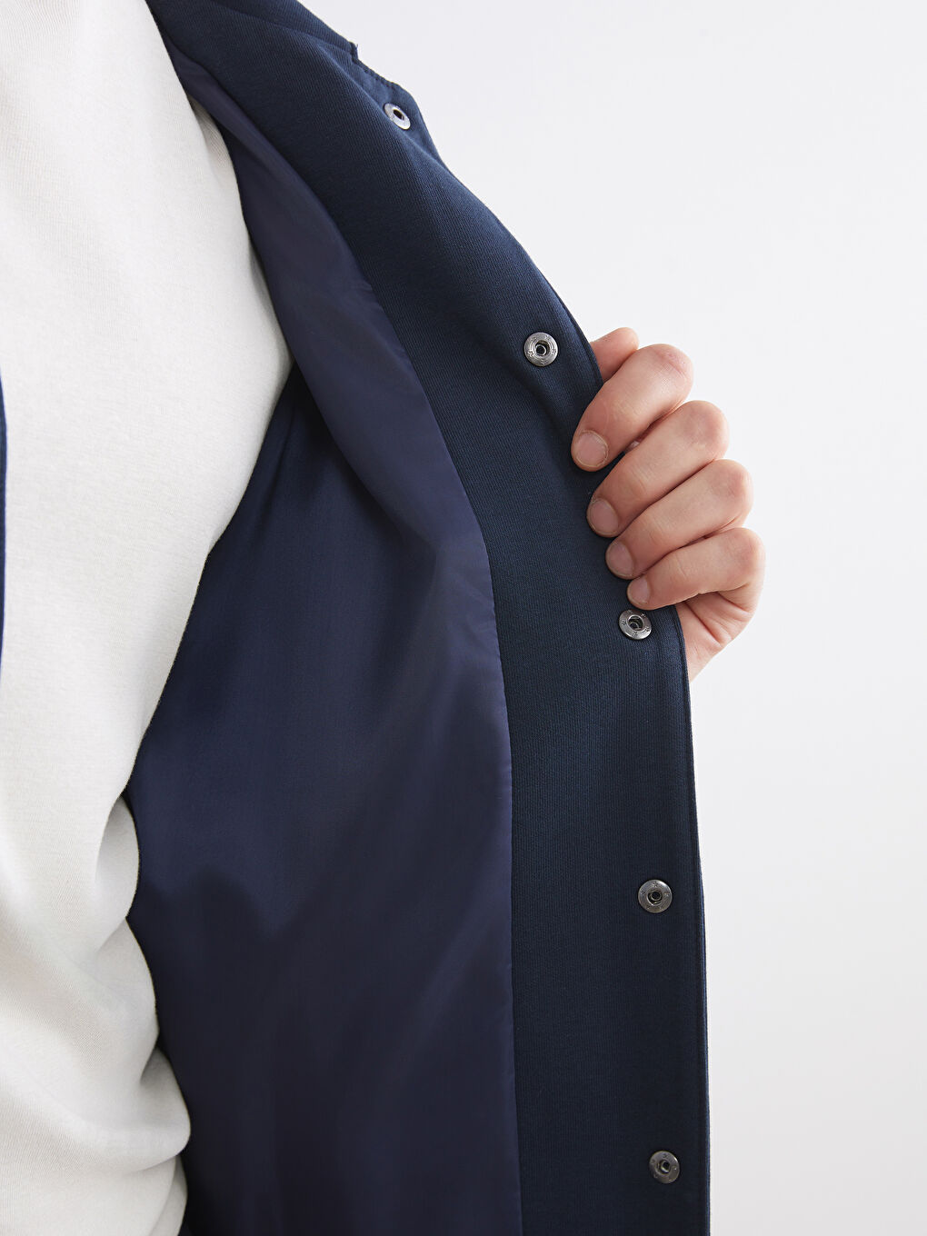 Lacivert Rahat Kalıp Uzun Kollu Erkek Gömlek Ceket-3