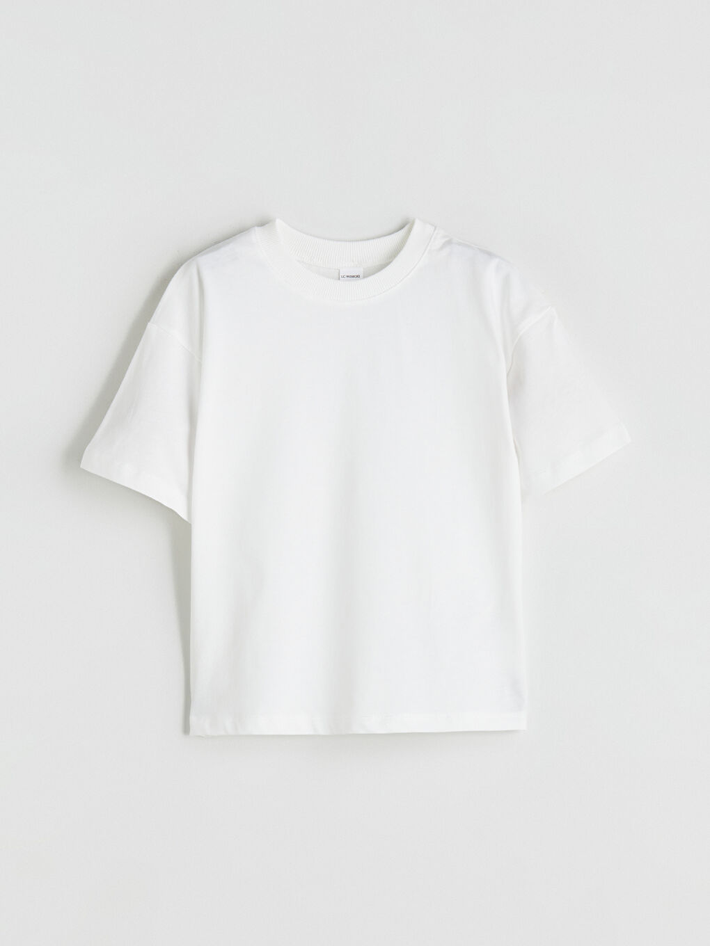 Ekru Bisiklet Yaka Basic Erkek Çocuk Tişört