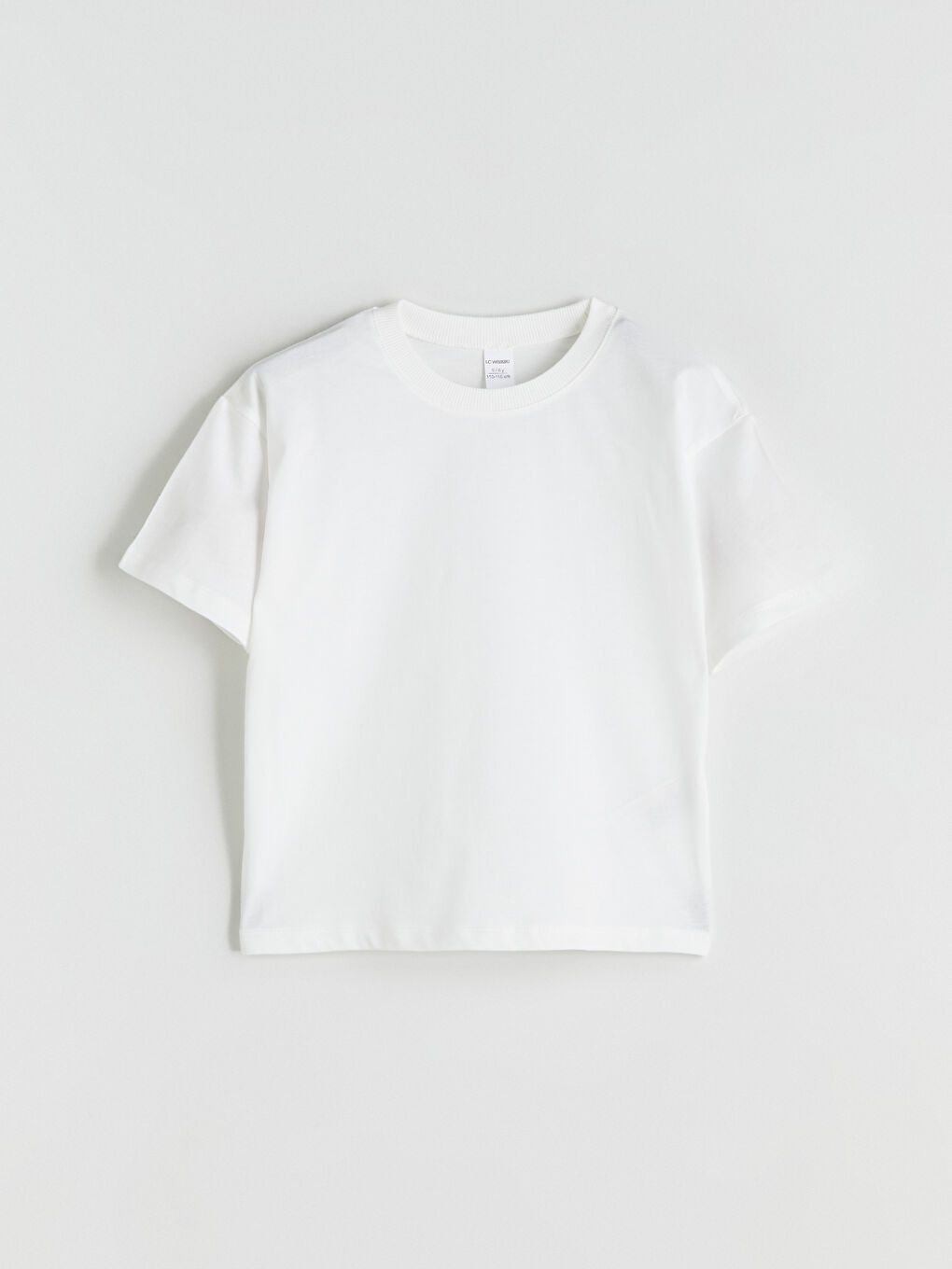 Ekru Bisiklet Yaka Basic Erkek Çocuk Tişört