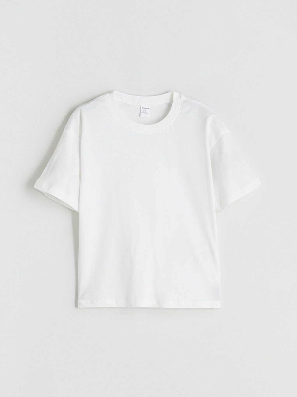 Ekru Bisiklet Yaka Basic Erkek Çocuk Tişört