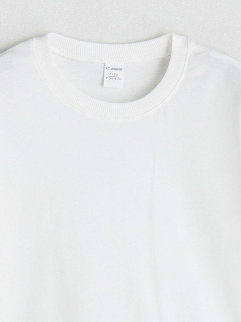 Ekru Bisiklet Yaka Basic Erkek Çocuk Tişört-1