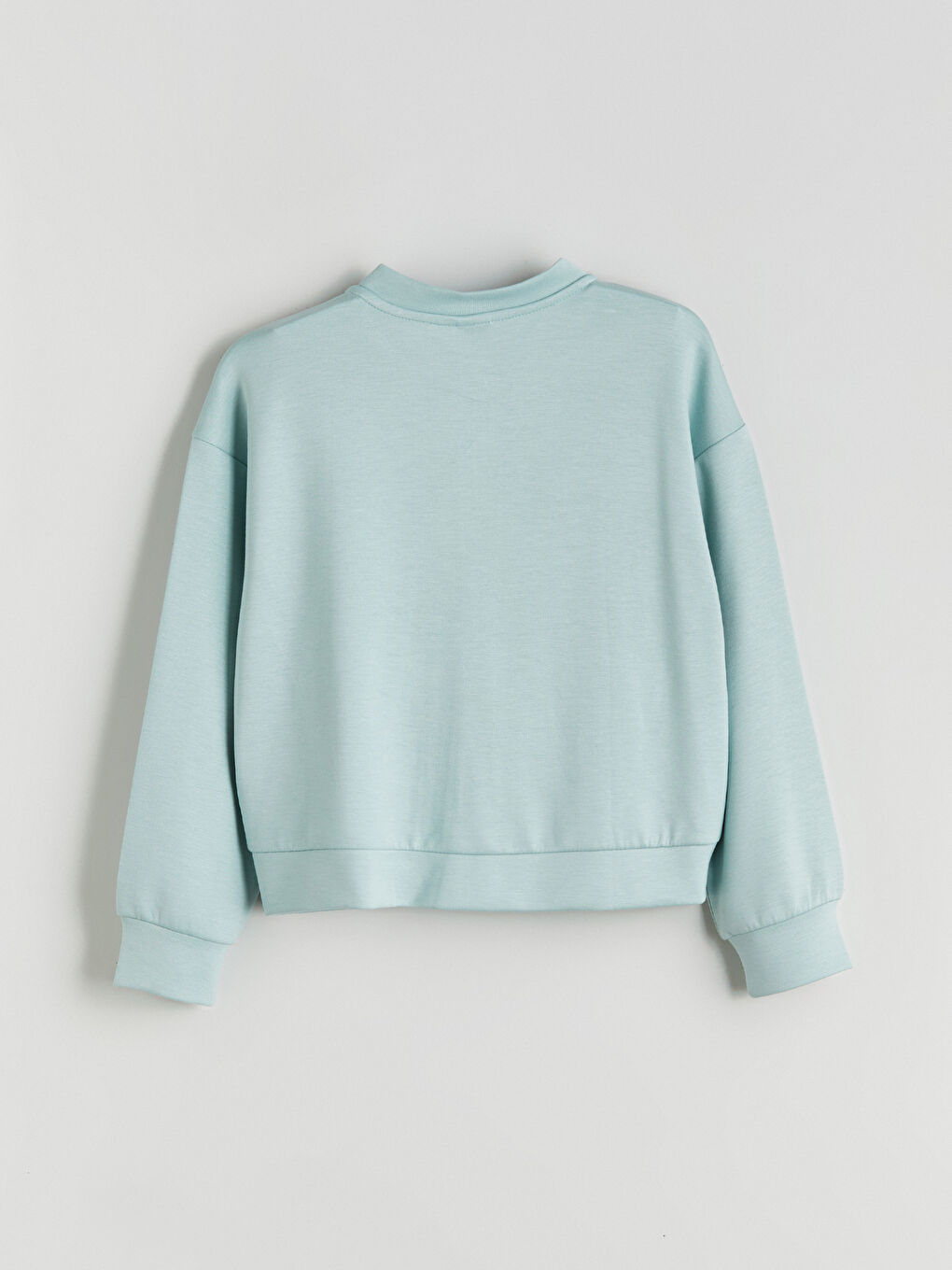 Yeşil Bisiklet Yaka Kız Çocuk Fermuarlı Sweatshirt-1