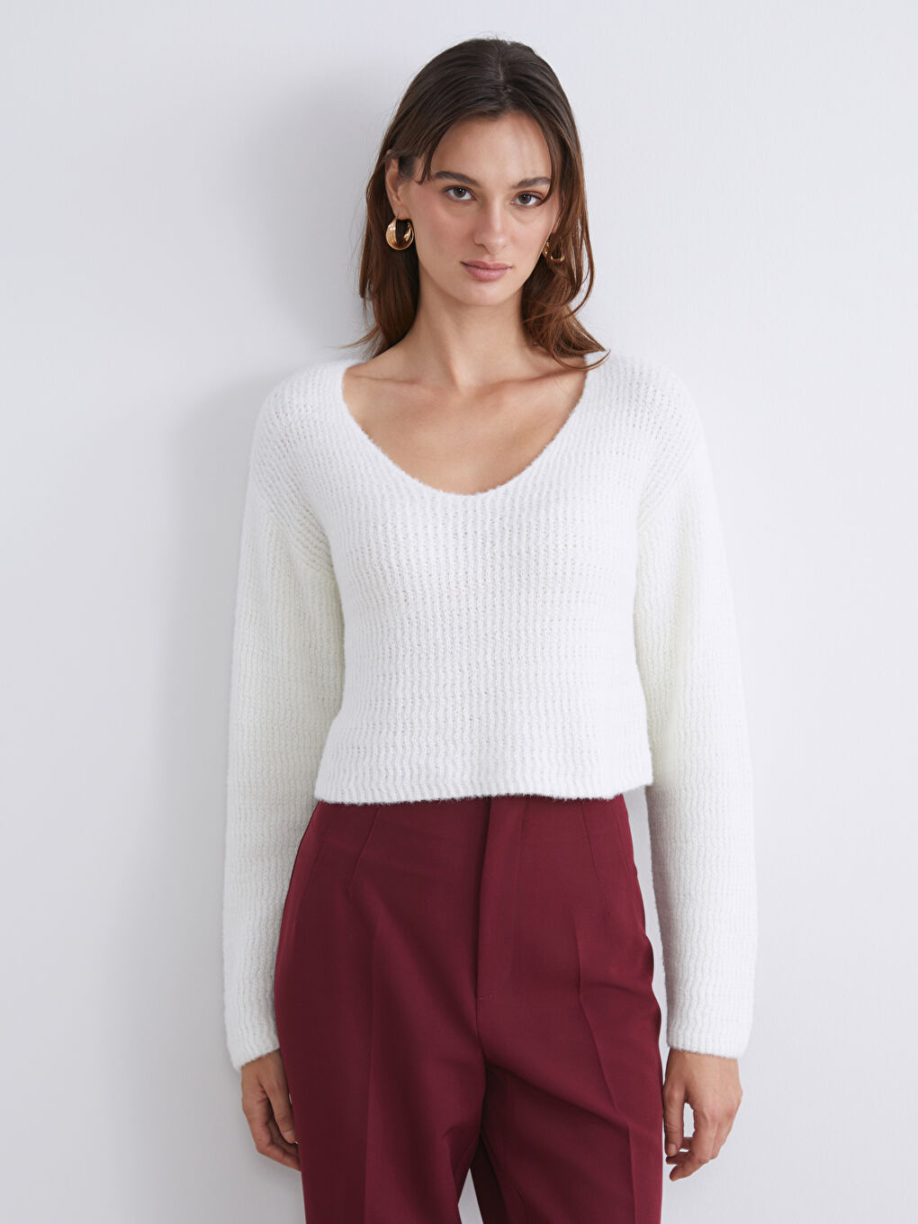 V Neck Women's Knitwear Sweater