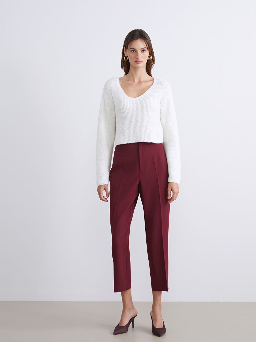 V Neck Women's Knitwear Sweater-1