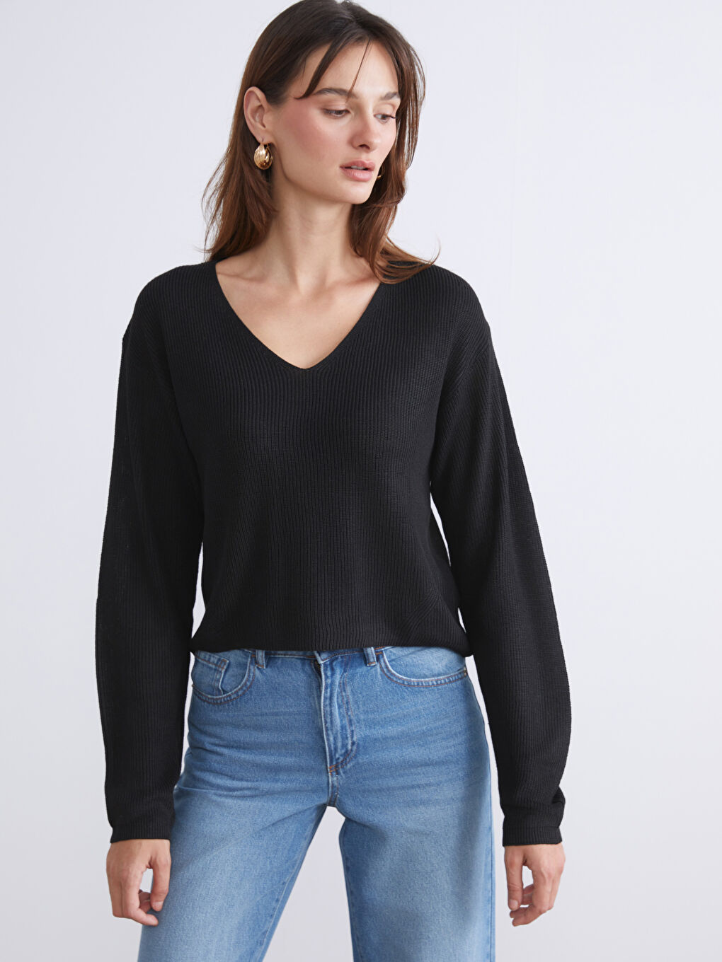 V Neck Women's Knitwear Sweater