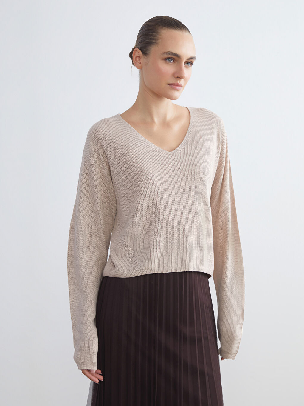 V Neck Women's Knitwear Sweater