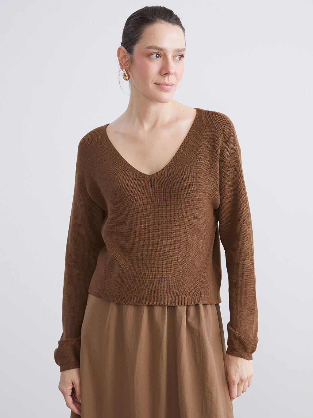 V Neck Women's Knitwear Sweater