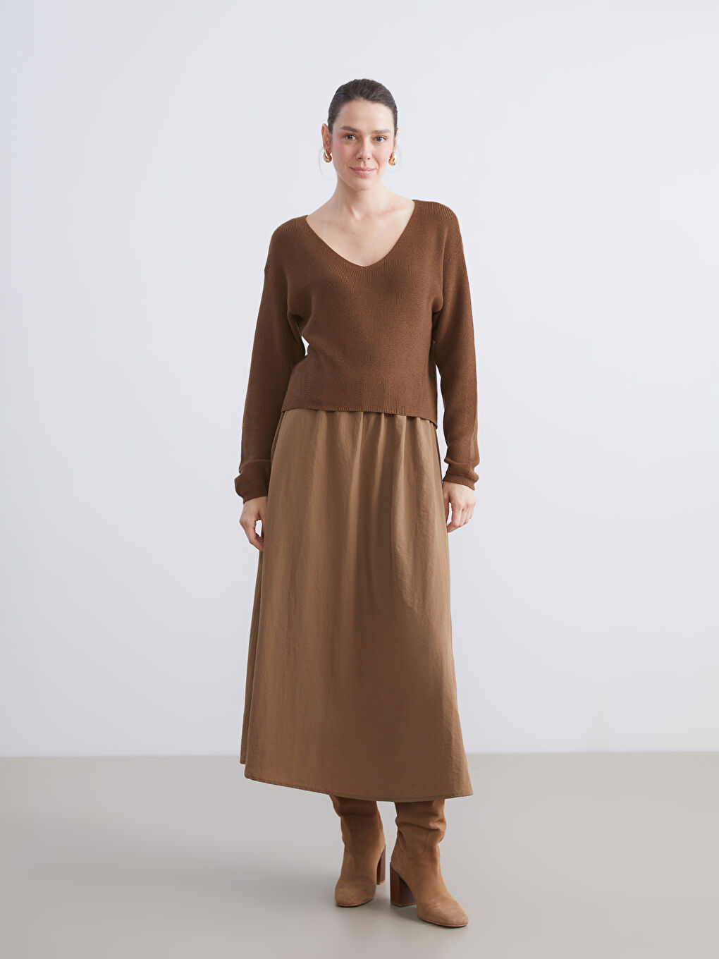 V Neck Women's Knitwear Sweater-1