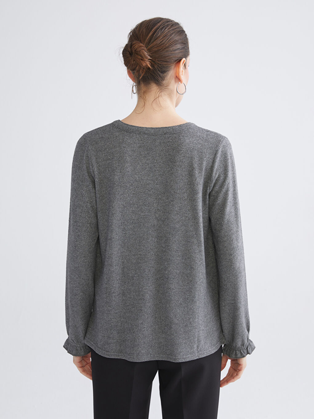 Crew Neck Ruffled Blouse-3