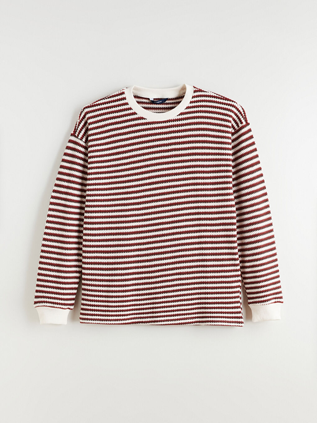 Petrol Bisiklet Yaka Çizgili Erkek Triko Kazak-4