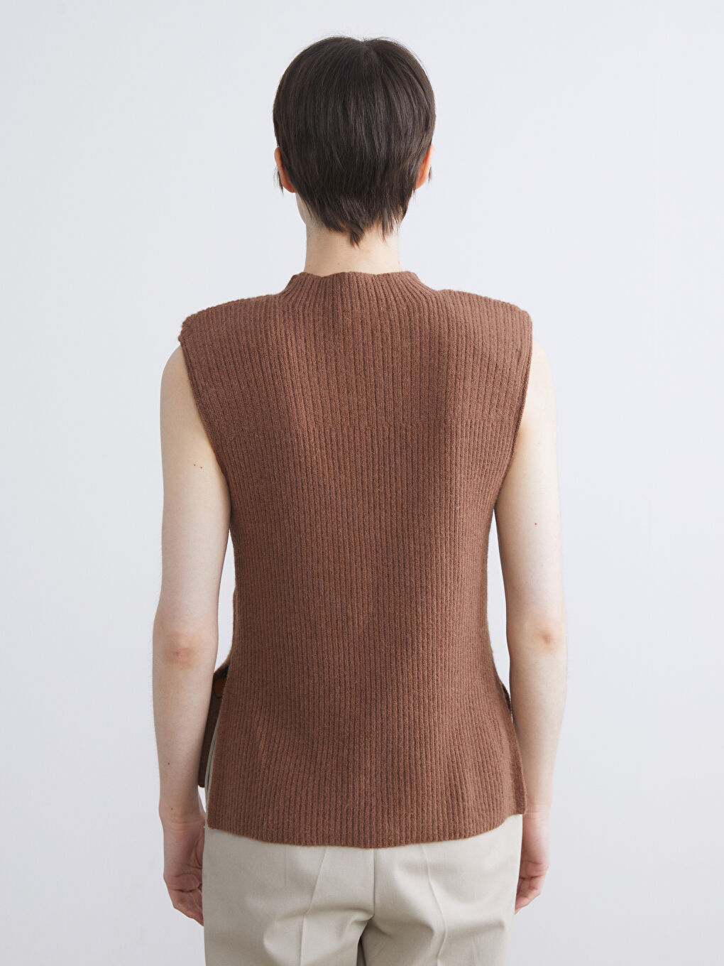 Funnel Neck Women's Knitwear Sweater Vest-3