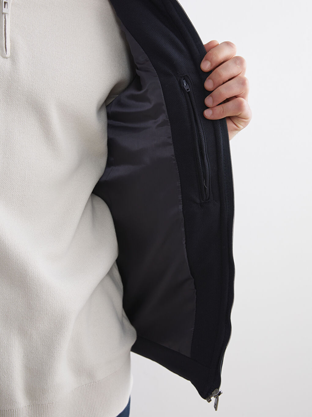 Lacivert Slim Fit Dik Yaka Erkek Şişme Yelek-3