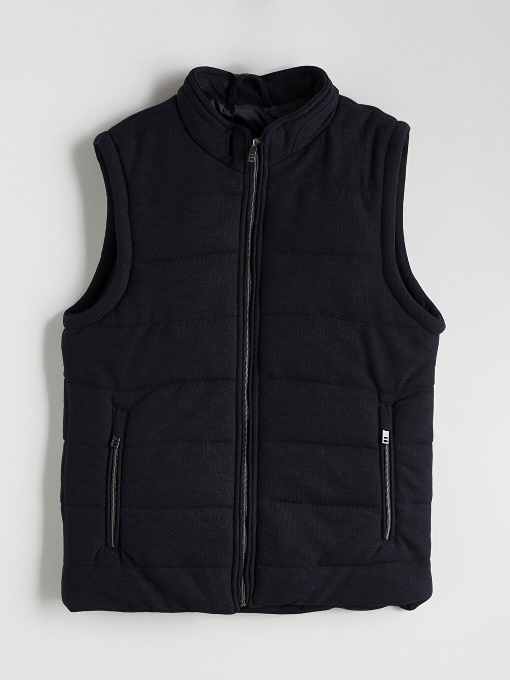 Lacivert Slim Fit Dik Yaka Erkek Şişme Yelek-5