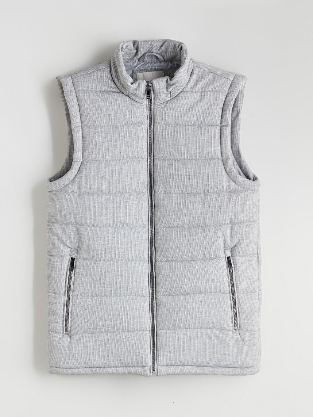 Gri Slim Fit Dik Yaka Erkek Şişme Yelek-5