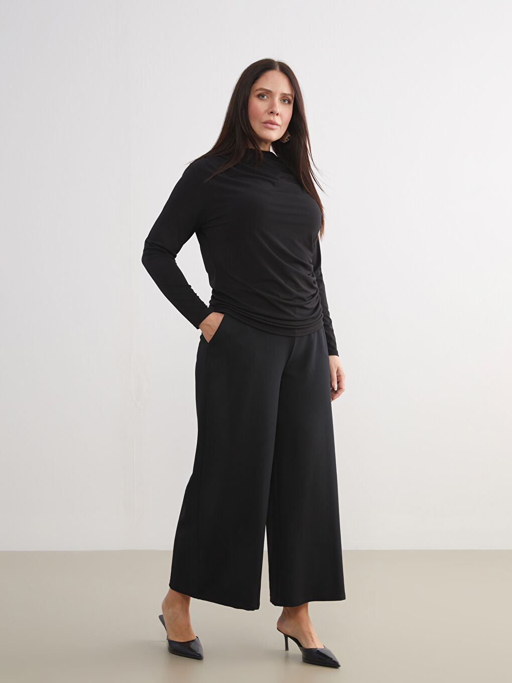 Elasticated Waist Crepe Women's Trousers-1