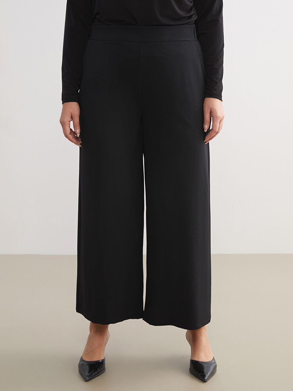 Elasticated Waist Crepe Women's Trousers-5