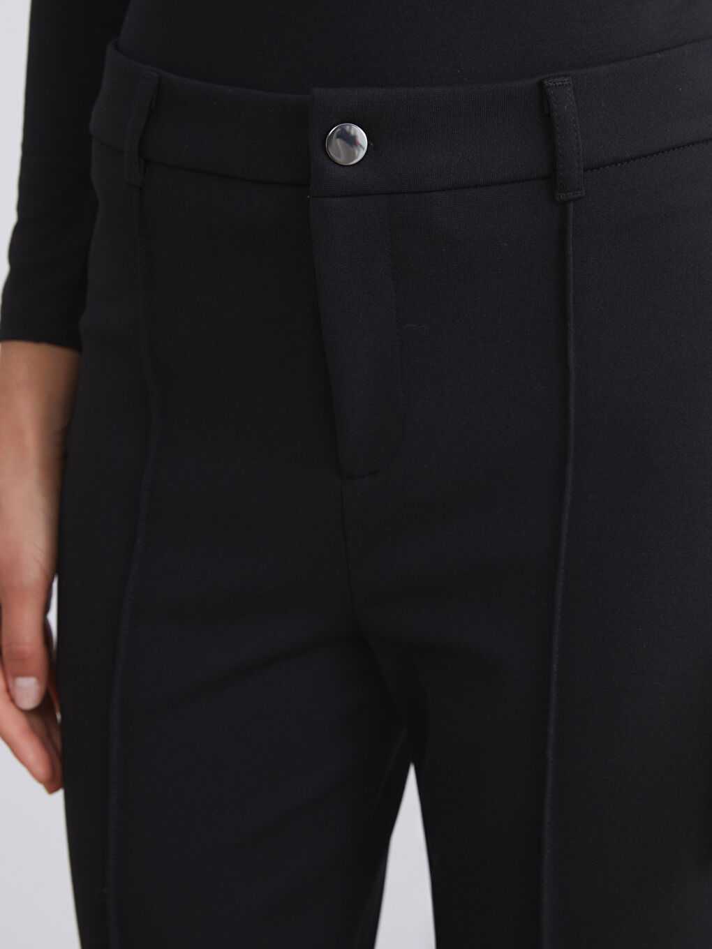 Siyah Büyük Beden Dar Fit İspanyol Paça Kadın Pantolon-3