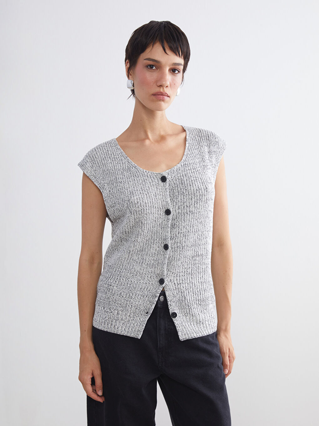 LCW Vision Woman GREY Waistcoat -W5J189Z8-CUZ