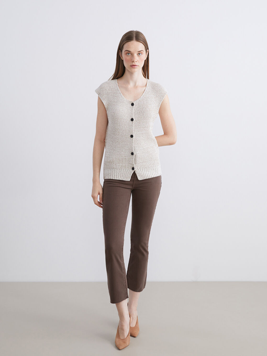 Woman BROWN Waistcoat-1