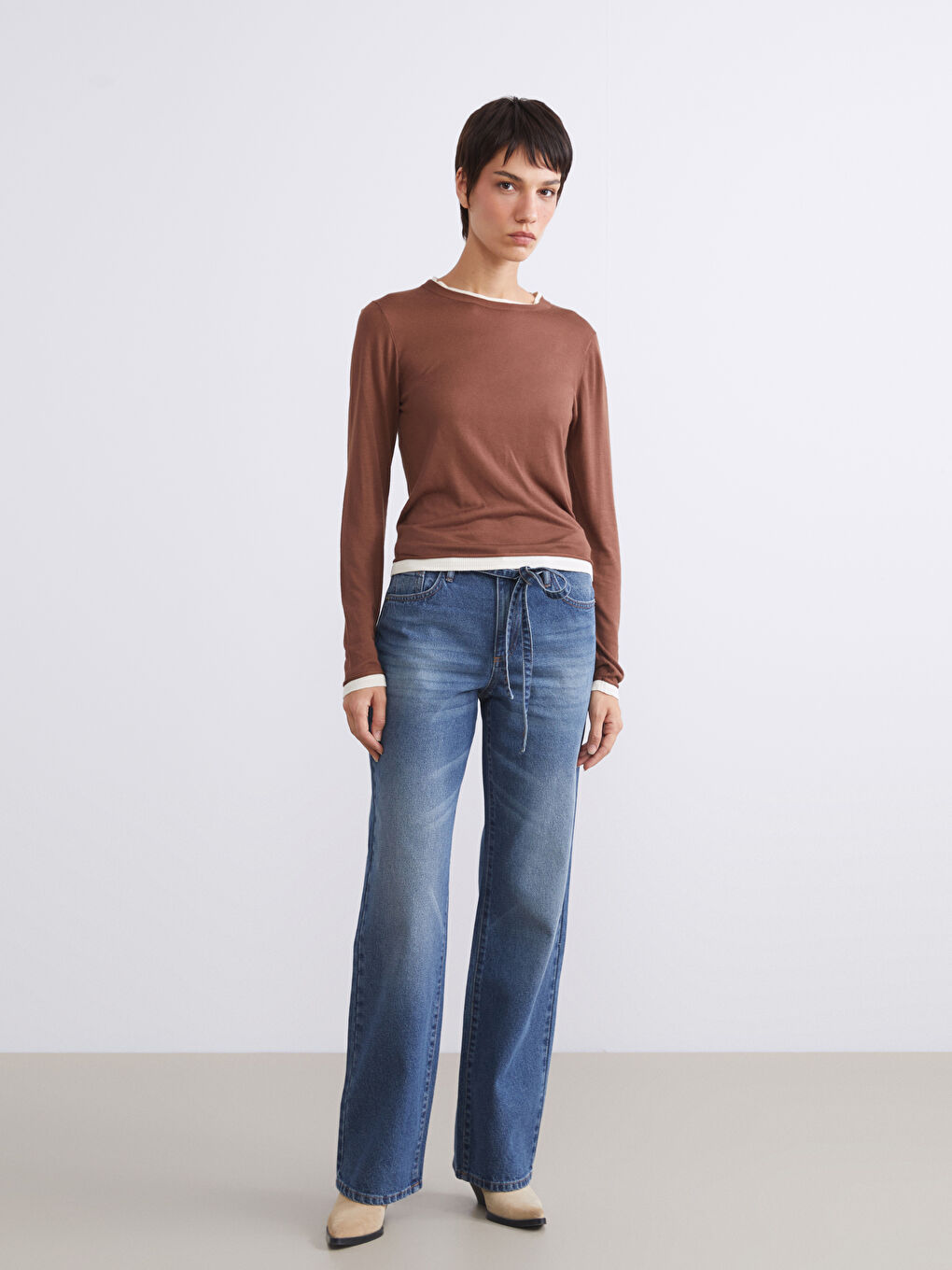 Crew Neck Women's Knitwear Sweater-1