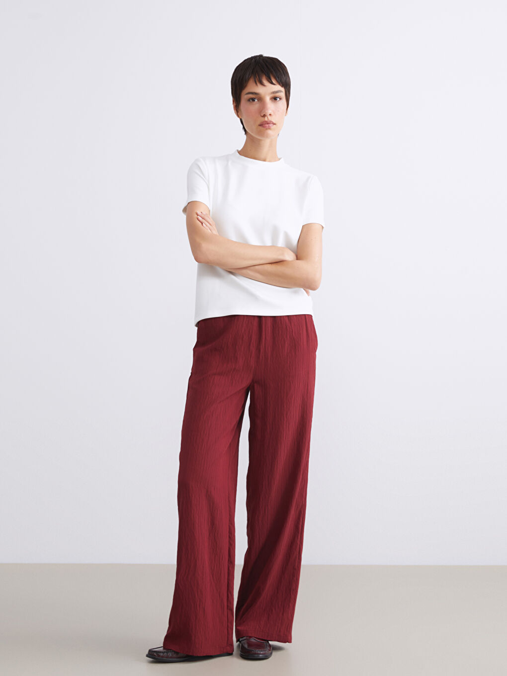 LCW Vision Elasticated Waist Textured Women's Trousers -W5J195Z8-ZNW